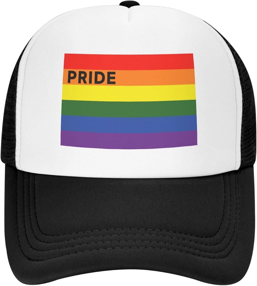 Pride Hat LGBT Baseball Cap Adjustable Rainbow Pride Trucker Hat Mesh Gay Pride Hats for Men Women