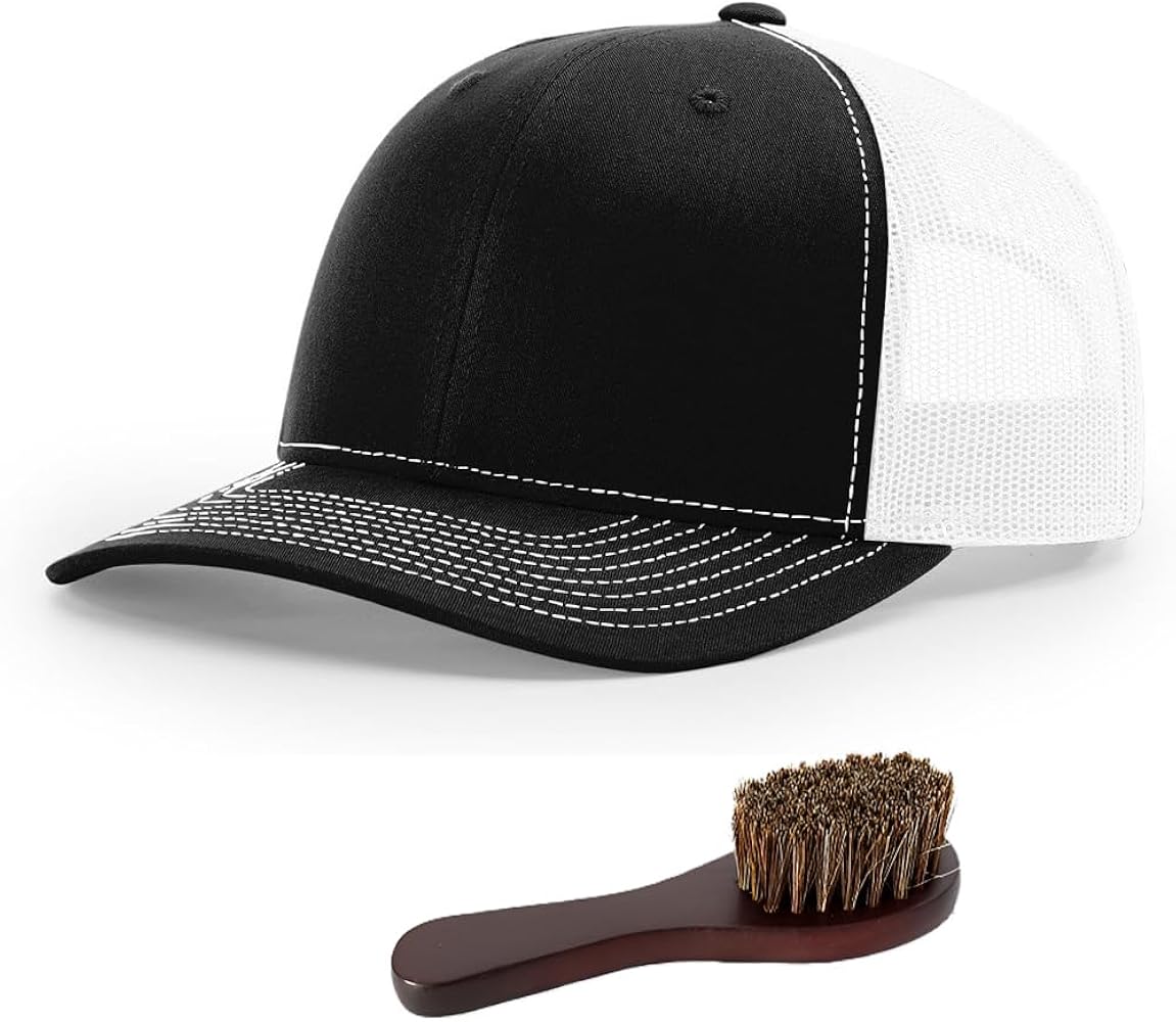 Richardson 112 Plus R-Flex Adjustable Snapback Poly Trucker Cap Bundle with THP Hat & Clothing Brush