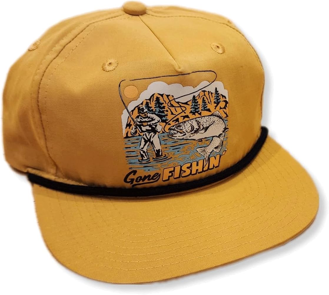 Gone Fishin' Snapback Rope Hat Cap Trout Fly Fishing