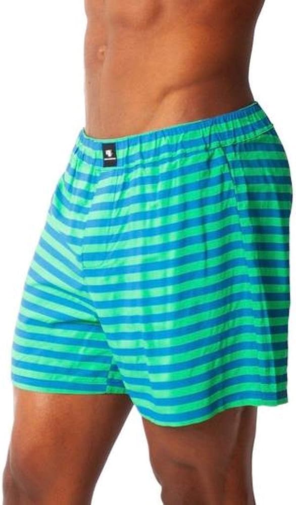 Boxers for Men, Men's Striped Boxers Green & Blue, Boxer Shorts