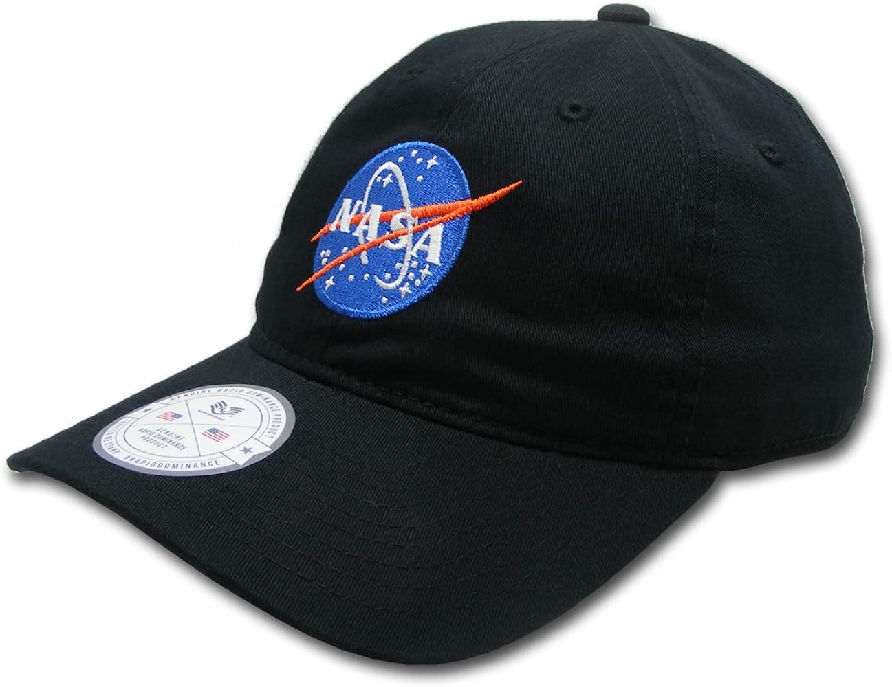 Rapiddominance NASA Relaxed Caps, Meatball, Black, One Size Fits Most