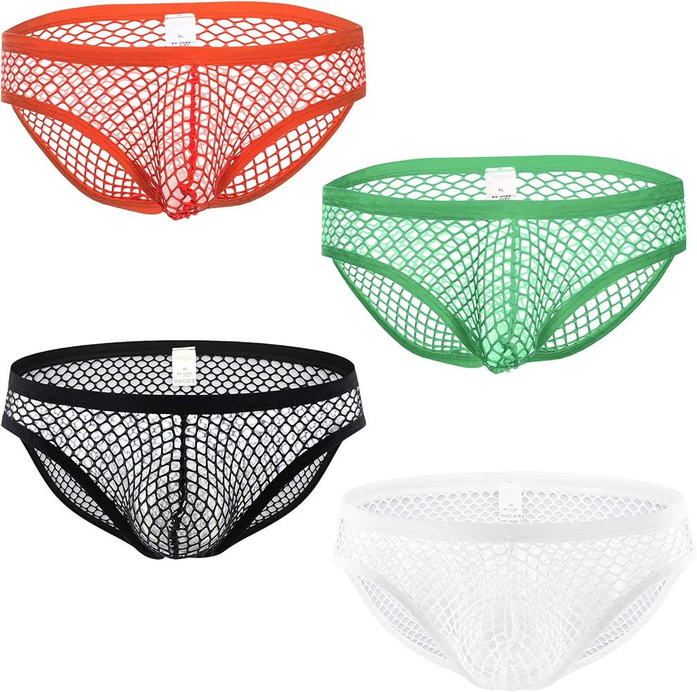 Men's See Through Fishnet Bikini Briefs Low Rise Panties Underwear