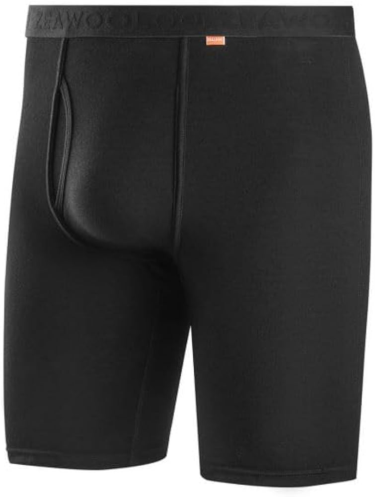 Mens Boxer Briefs Merino Wool Underwear Moisture Wicking Long-leg with Fly