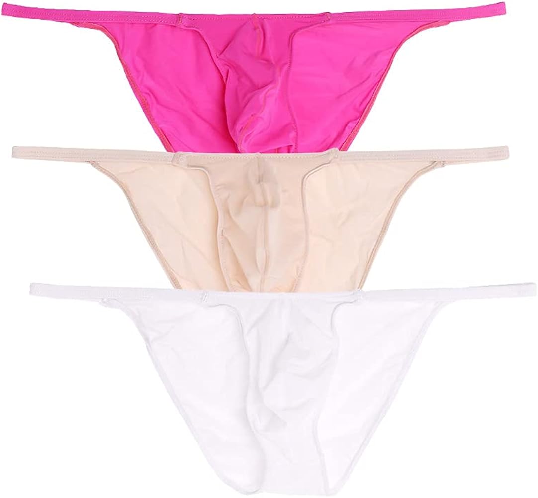 Mens High Elastic Ice Silk Solid Color High Cut Bikini Briefs Thin Half Back Triangle Panties