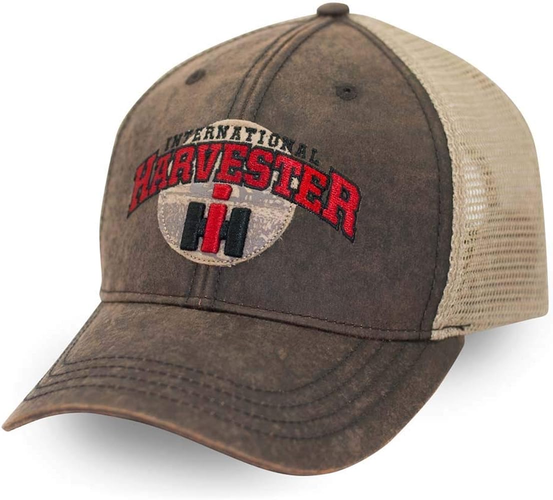 Officially Licensed Men's International Harvester Trucker Hat, Washed Wax Cloth Embroidered Baseball Cap