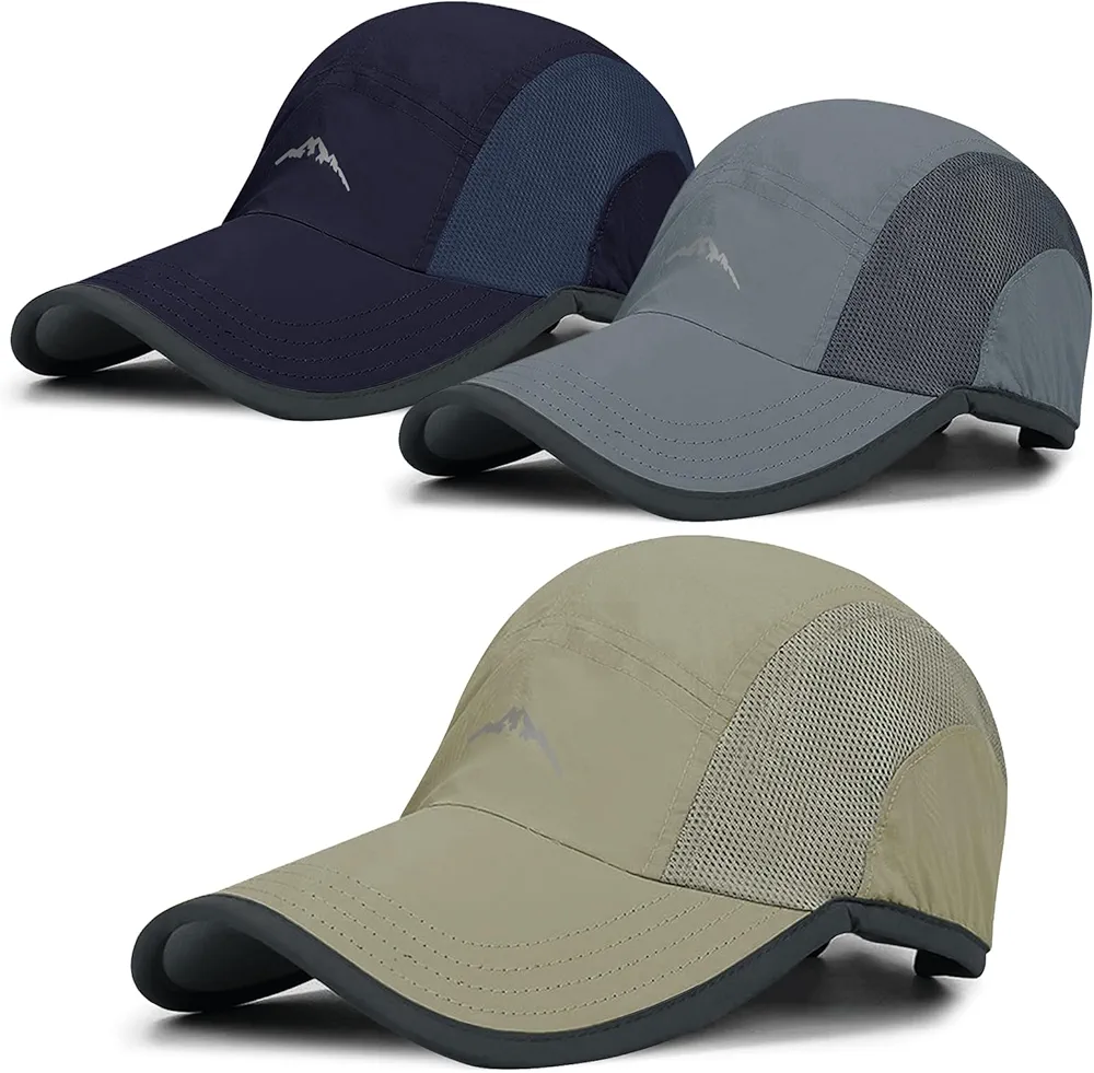 Quick Drying Baseball Cap Sun Hats 3 Pack, Mesh Lightweight UV Protection Adjustable UPF 50+