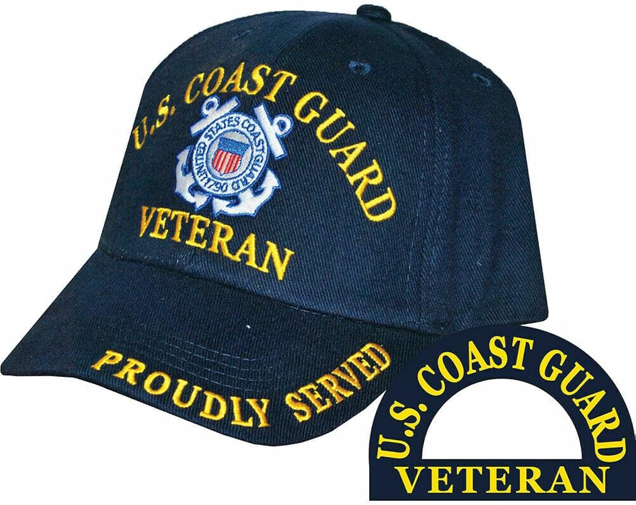 United States Coast Guard Veteran HAT Ball Cap USCG Proudly Served Blue