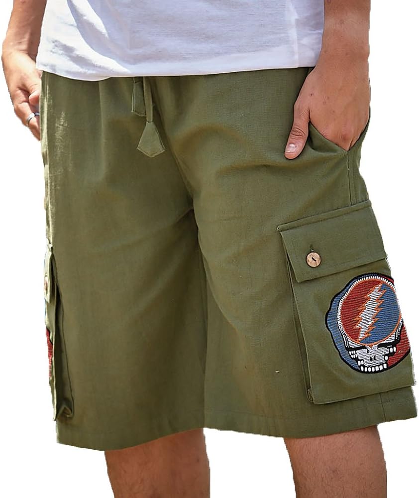 Embroidered Steal Your Face Men’s Cargo Shorts | Jayli | Grateful Dead | GD-117