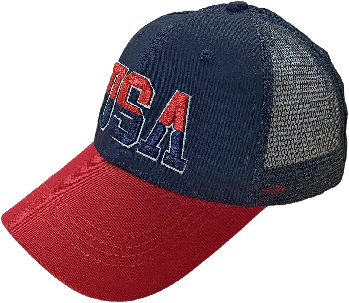 USA American Flag Baseball Caps Mesh Hat Trucker Hats Embroidered Adjustable Cotton for Men Women