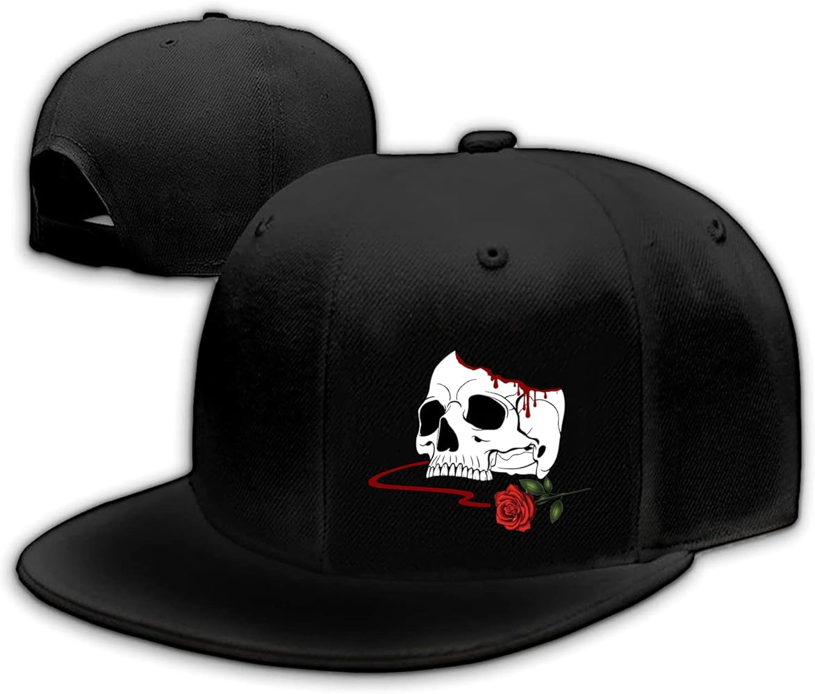 Skull Finger Flat Bill Hats for Men Black Mens Snapback Hat Baseball Cap Fitted Hat Rock N Roll Skeleton Hand Snap Backpack