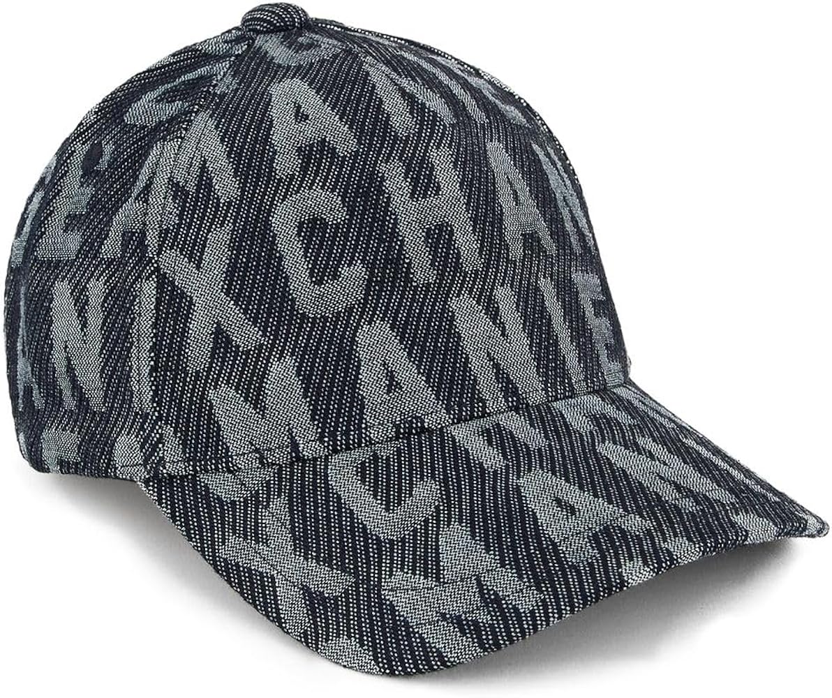 A | X ARMANI EXCHANGE Men's Limited Edition Denim Capsule Hat, NAVY ALLOVER LOGO