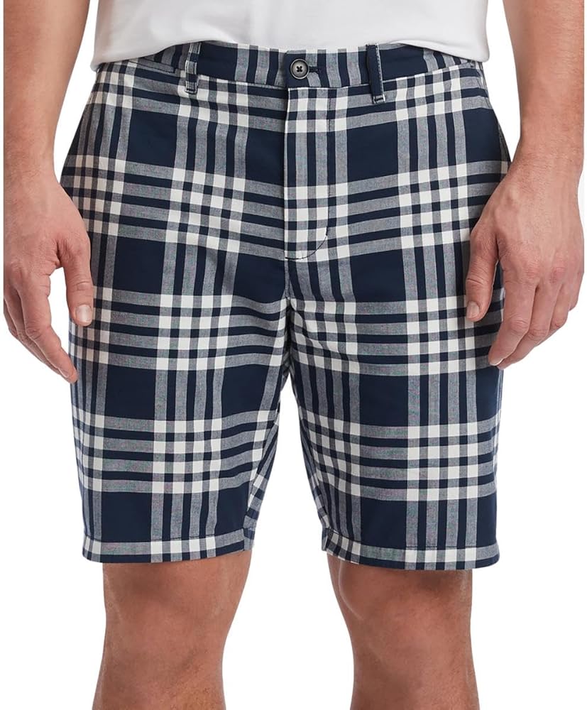 Tommy Hilfiger Mens Plaid Cotton Casual Shorts Blue 30