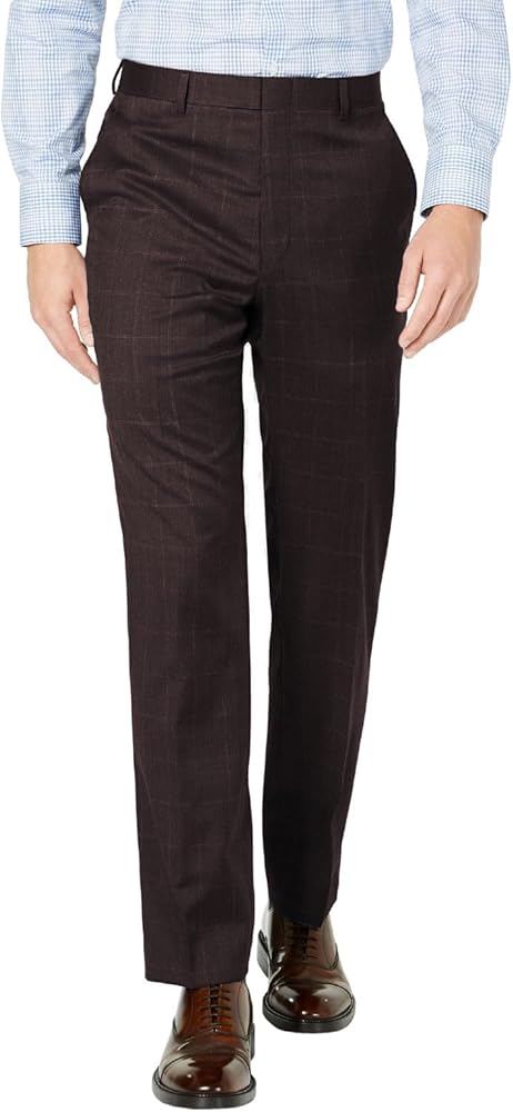 Perry Ellis Portfolio Mens Slim Fit Tonal Windowpane Dress Pants 32W x 30L Port