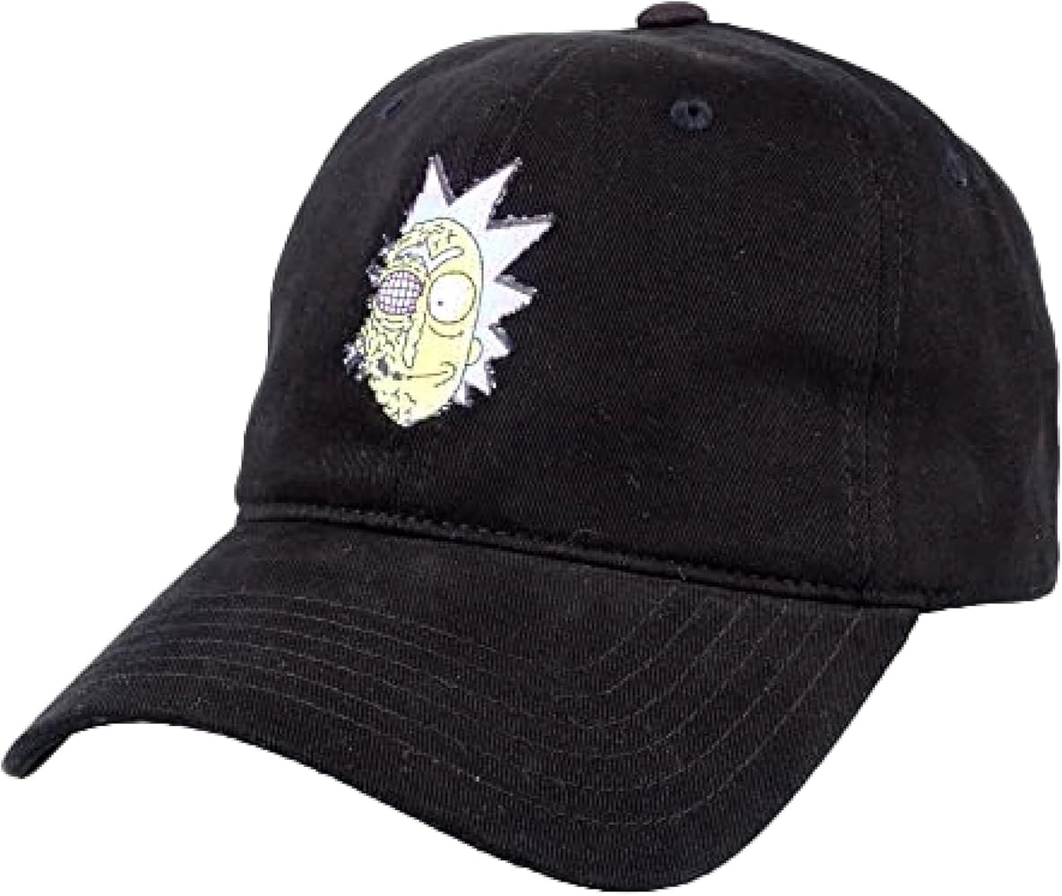 Concept One Warner Bros Rick and Morty Dad Hat, Fly Design Cotton Adjustable Adult Baseball Cap with Curved Brim, Black, One Size