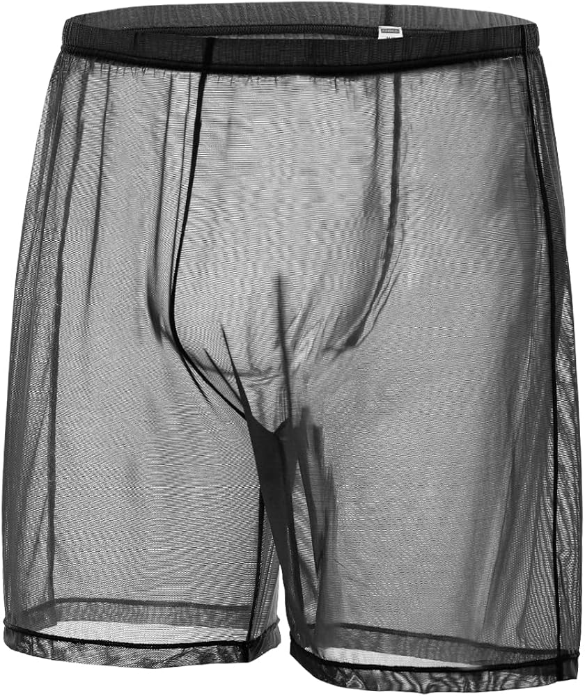 Men's Sexy Mesh Shorts Boxer Lounge Underwear Comfort Breathable See Through Trunks