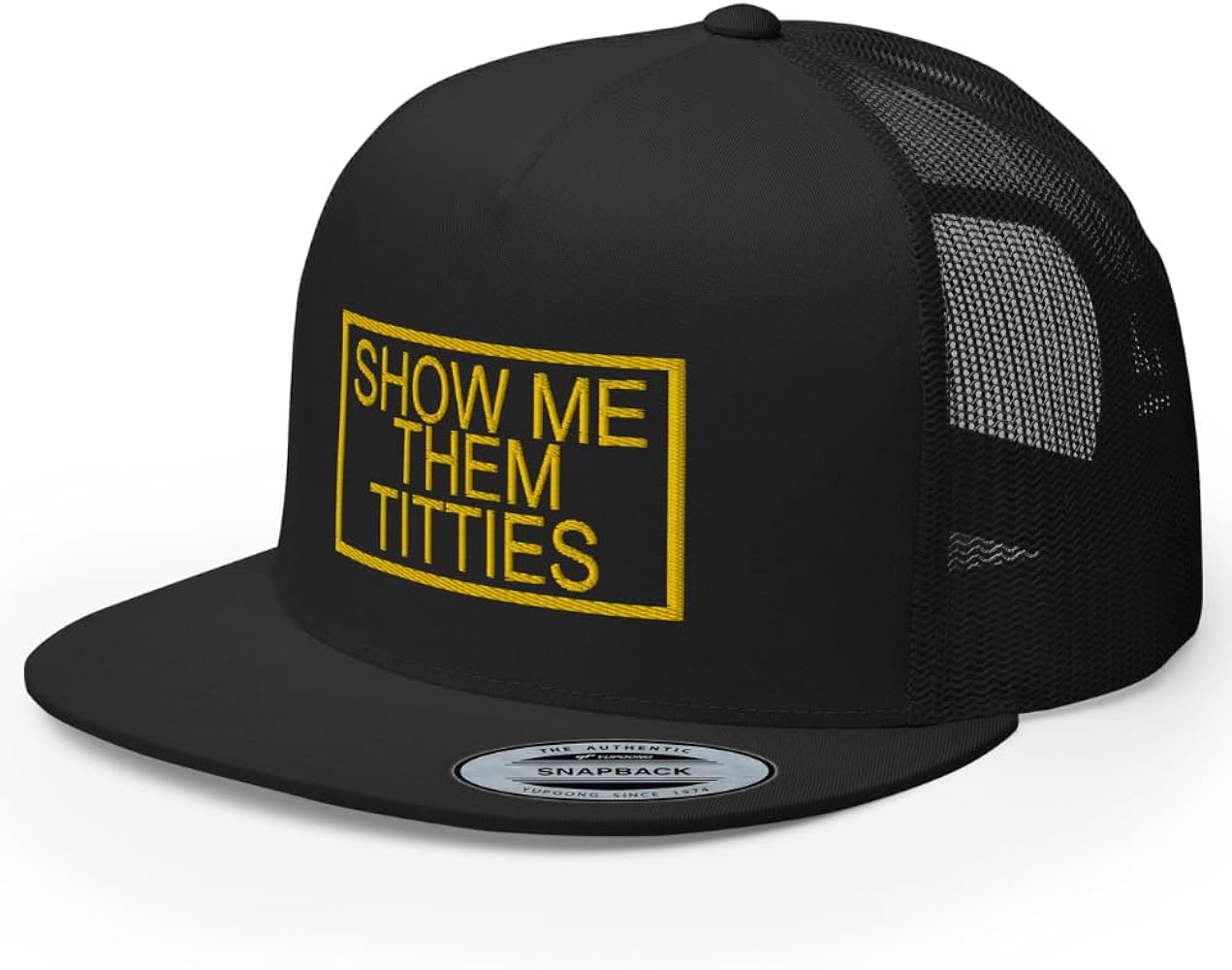 Show Me Them Titties Trucker Hat Flat Bill High Crown Adjustable Funny Cap