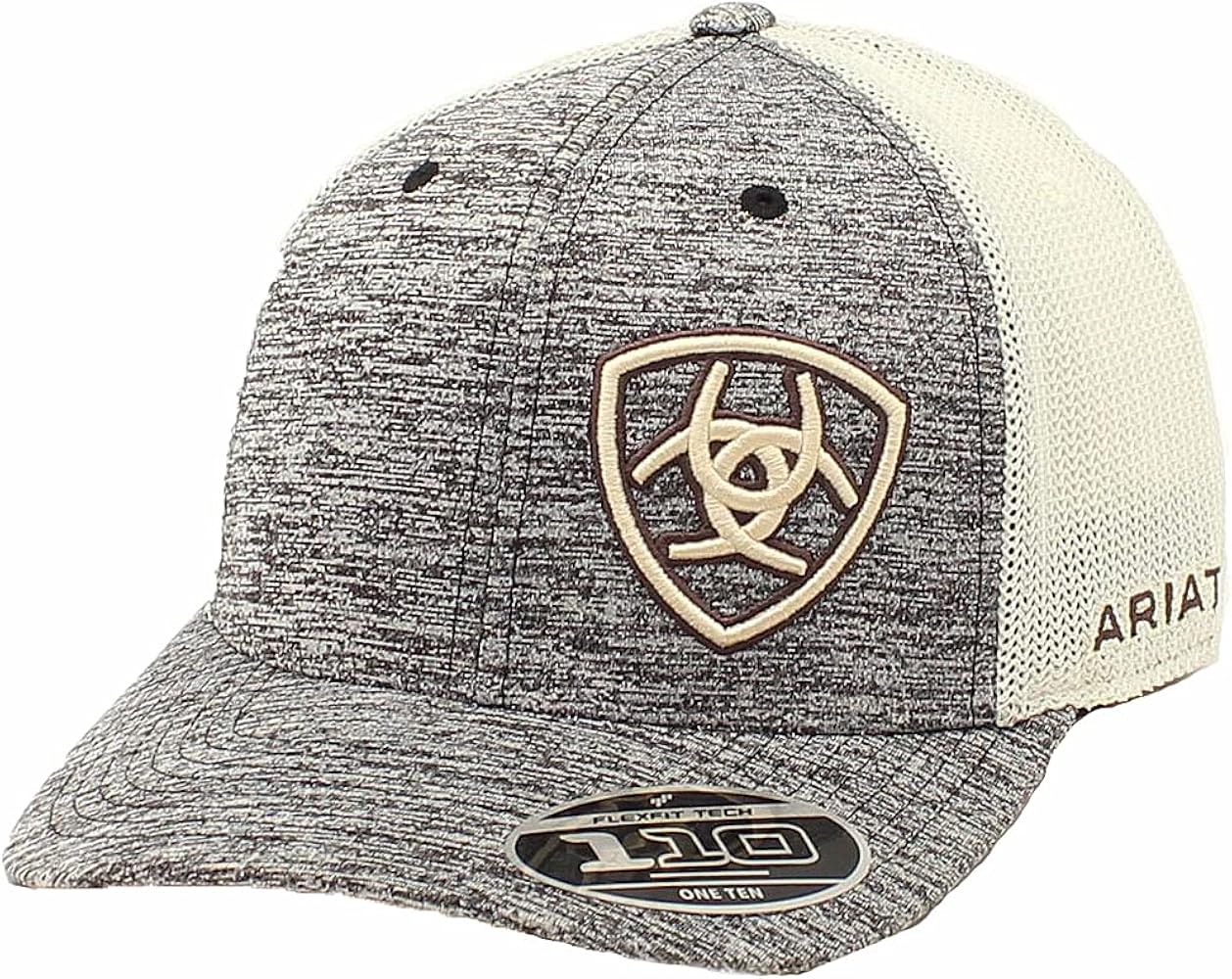 ARIAT Men's Flex Fit Snap Back Off Set Shield Cap, Tan