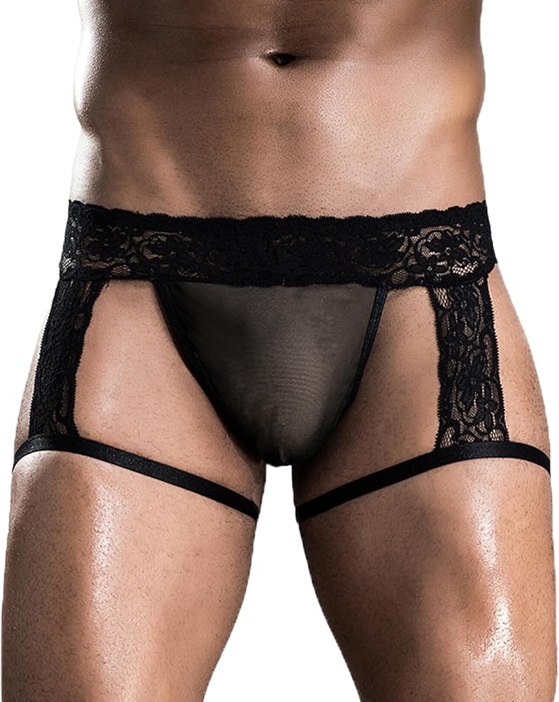 Panegy Men’s Sexy Perspective Butt-Flaunting Jockstraps Underwear Mesh Breathable Hollow Hot Male Underpants