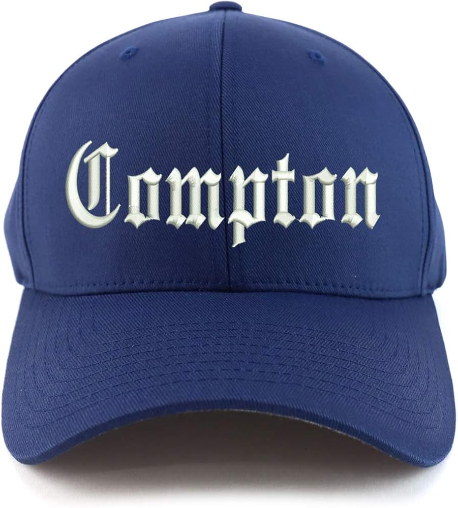 Trendy Apparel Shop Compton City Old English Embroidered Stretch Fitted Cap