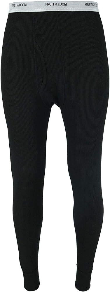 Fruit of the Loom Men's Waffle Weave Thermal Underwear Pants (Small, Black)