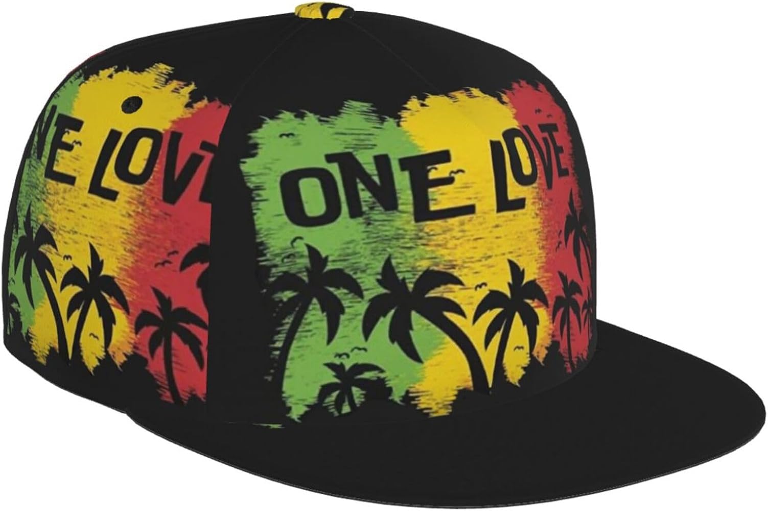 Jamaican Reggae Rasta Baseball Cap Snapback Flat Bill Hip Hop Hat Adjustable Visor Cap for Men Women