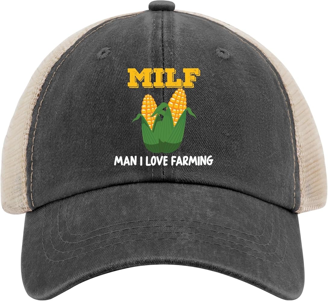 Milf Man i Love Farming Cap Men hat AllBlack Men Hats Gifts for Grandpa Outdoor Caps