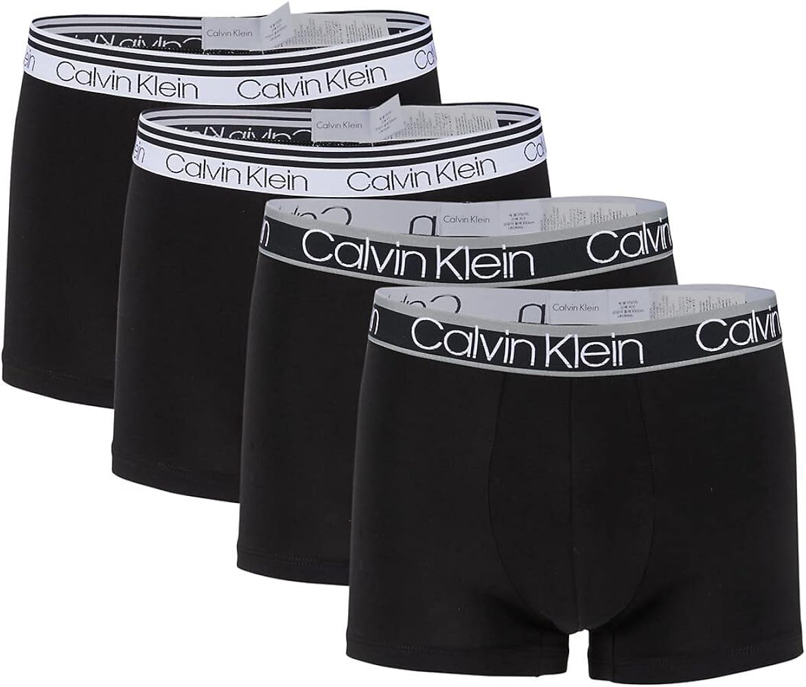 Calvin Klein Men`s Variety Waistband Cotton Stretch Boxer Briefs 4 Pack (Black(NP2428-001)/White, Medium)