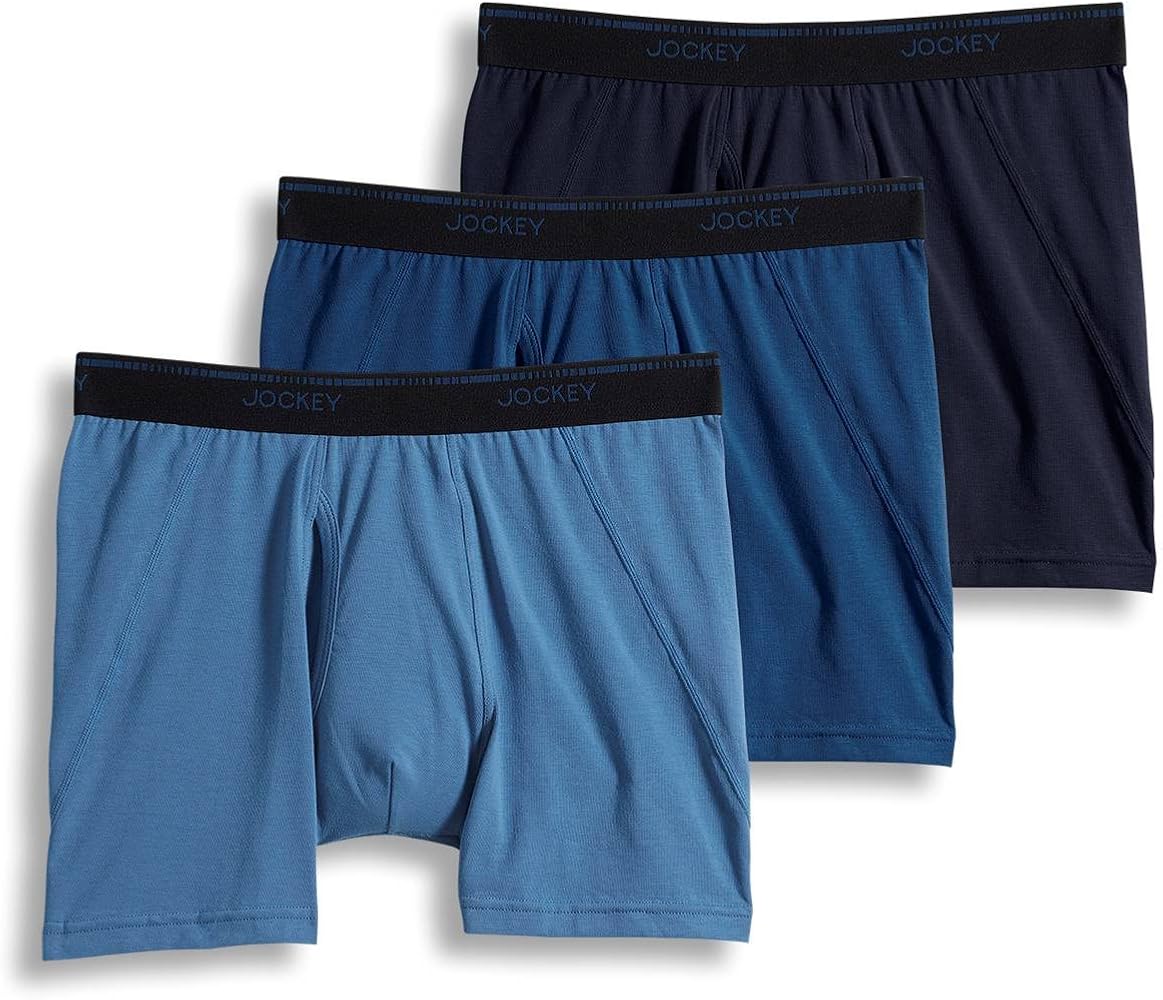 Jockey Men's Underwear MaxStretch™ Boxer Brief - 3 Pack, Navy/Blue Tranquil/Blue Wash, S