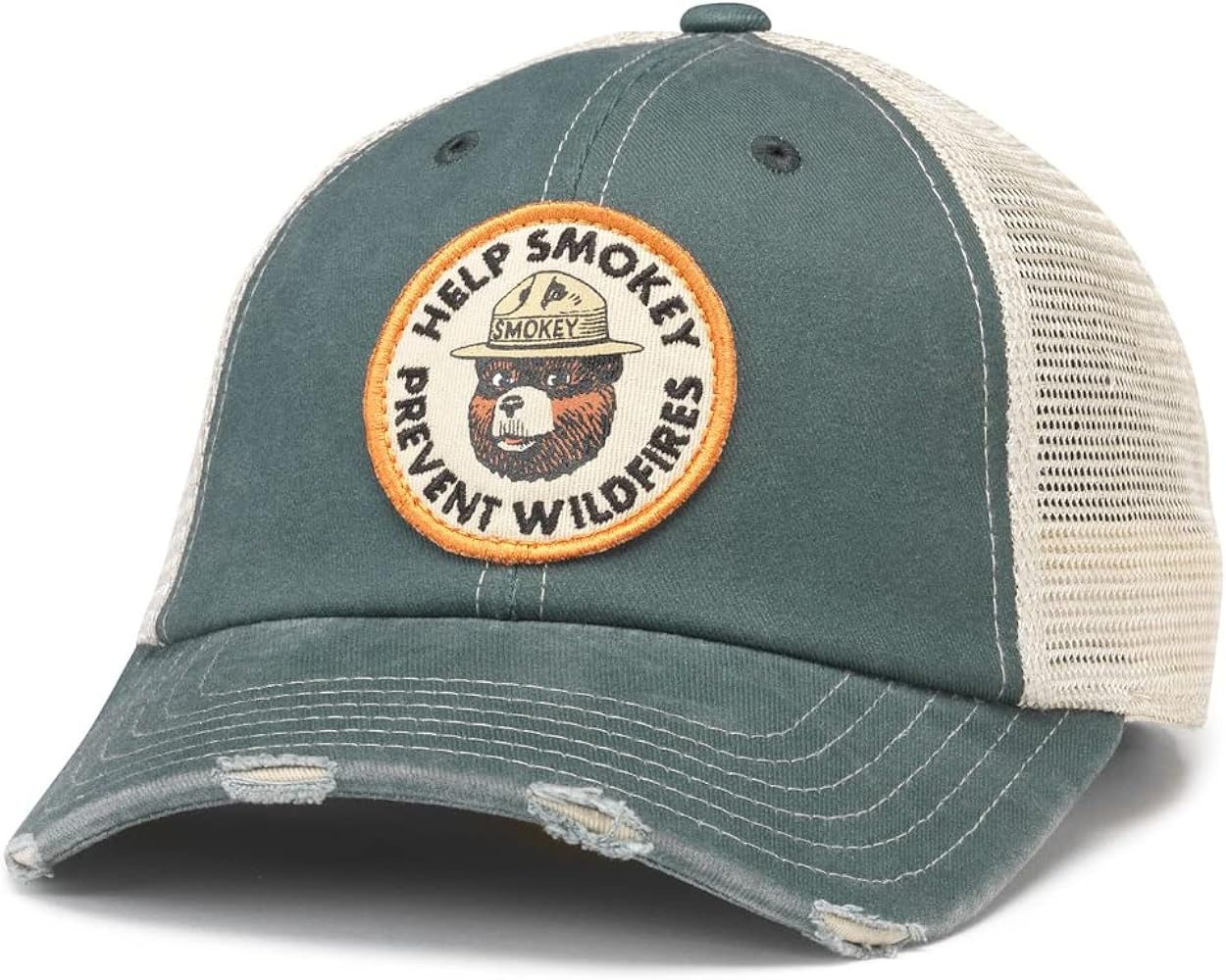 AMERICAN NEEDLE Smokey Bear Orville Adjustable Snapback Baseball Hat, Stone/Green (23001A-SBEAR-STGN)