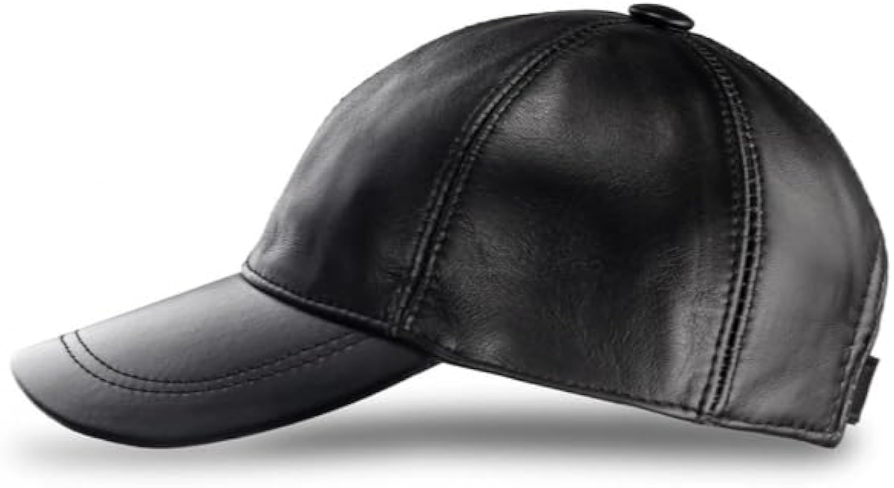 Genuine Leather Baseball Cap Adjustable Strap Plain Real Lambskin Leather Hat Sports Visor