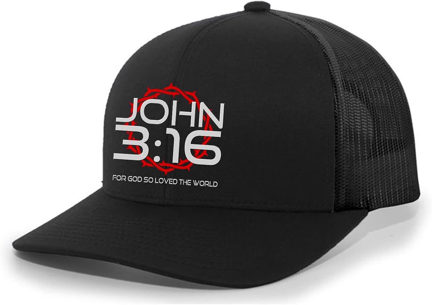 Christian John 3:16 for Got So Loved The World Mens Embroidered Mesh Back Trucker Hat