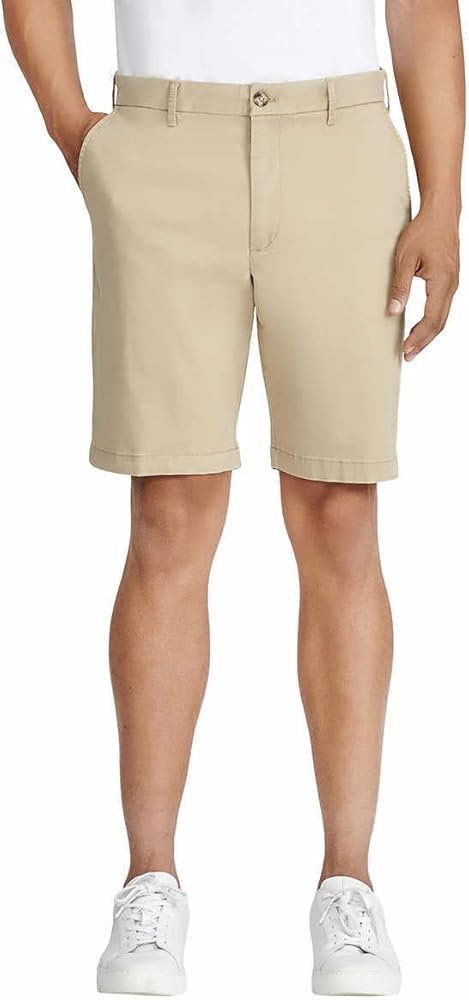 IZOD Mens Mid-Weight Saltwater Flat Front Stretch Chino Short (as1, Waist, Numeric_32, Regular, Khaki)