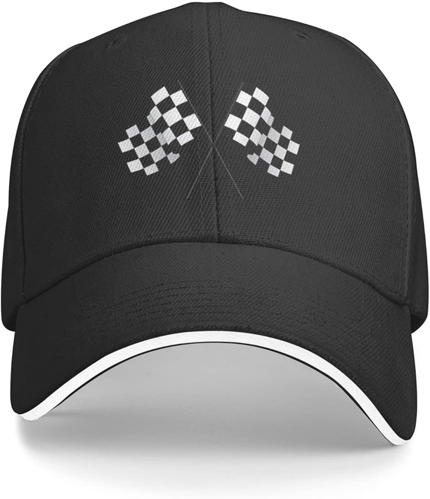 Men's Baseball Caps Checkered Flags Race Car Flag Pole Adjustable Dad Hat