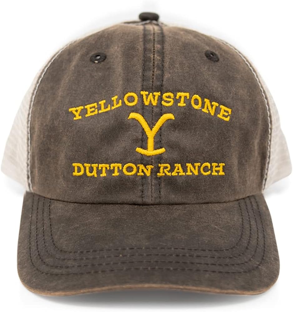 Yellowstone Dutton Ranch Logo Hat - Authentic Brown Washed Design with Embroidered Logo - As Seen on Yellowstone - Adjustable Hook Closure - Officially Licensed