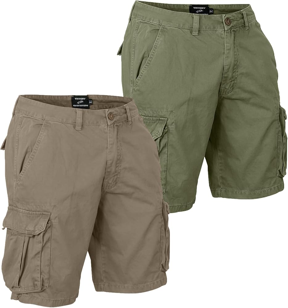 Victory Men's Cargo Shorts Cotton Lightweight Multi Pocket Casual Outdoor Hiking Shorts