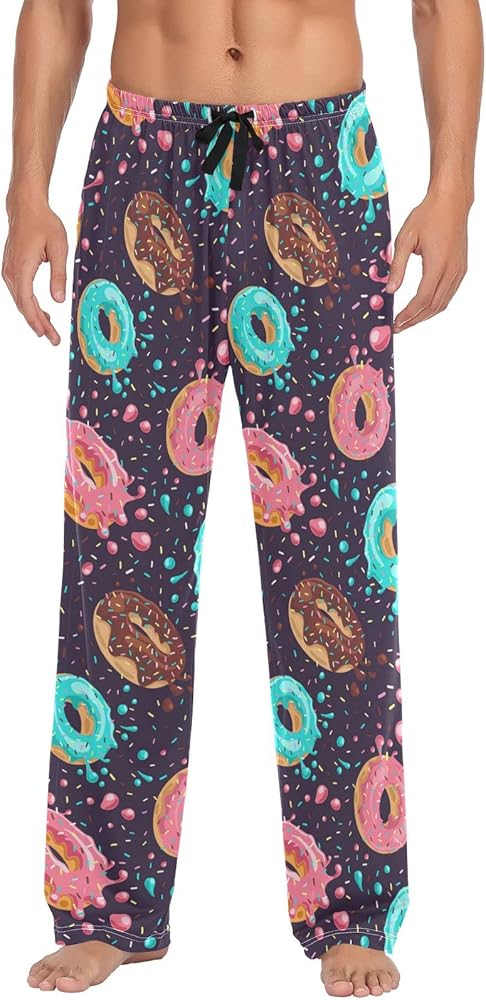 ALAZA Men's Macaron Donuts Drawstring Pants Elastic Waist