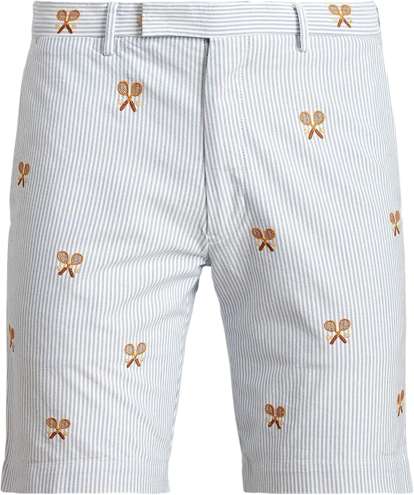 POLO RALPH LAUREN Men's Slim Fit Striped Embroidered Shorts (Tennis, 40)