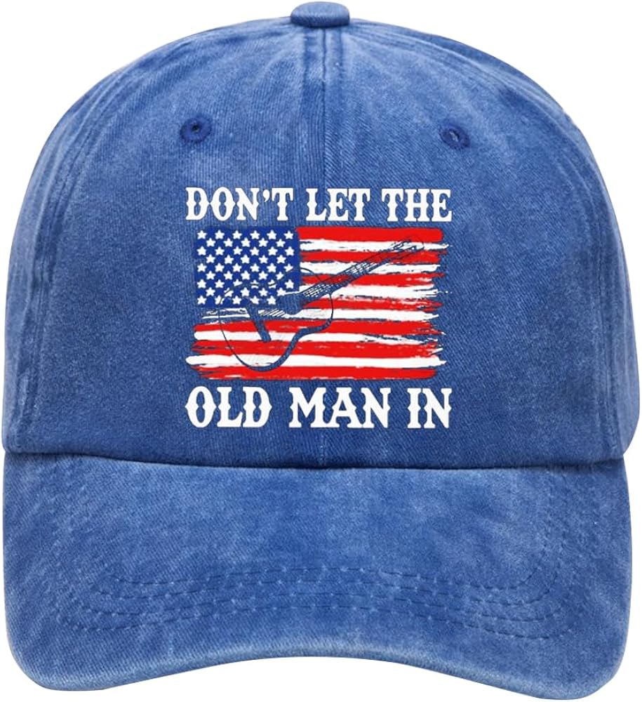 Old Man Cap Don't let The Old Man in Baseball Hats American Flag Funny Hats for Men Women (Blue)