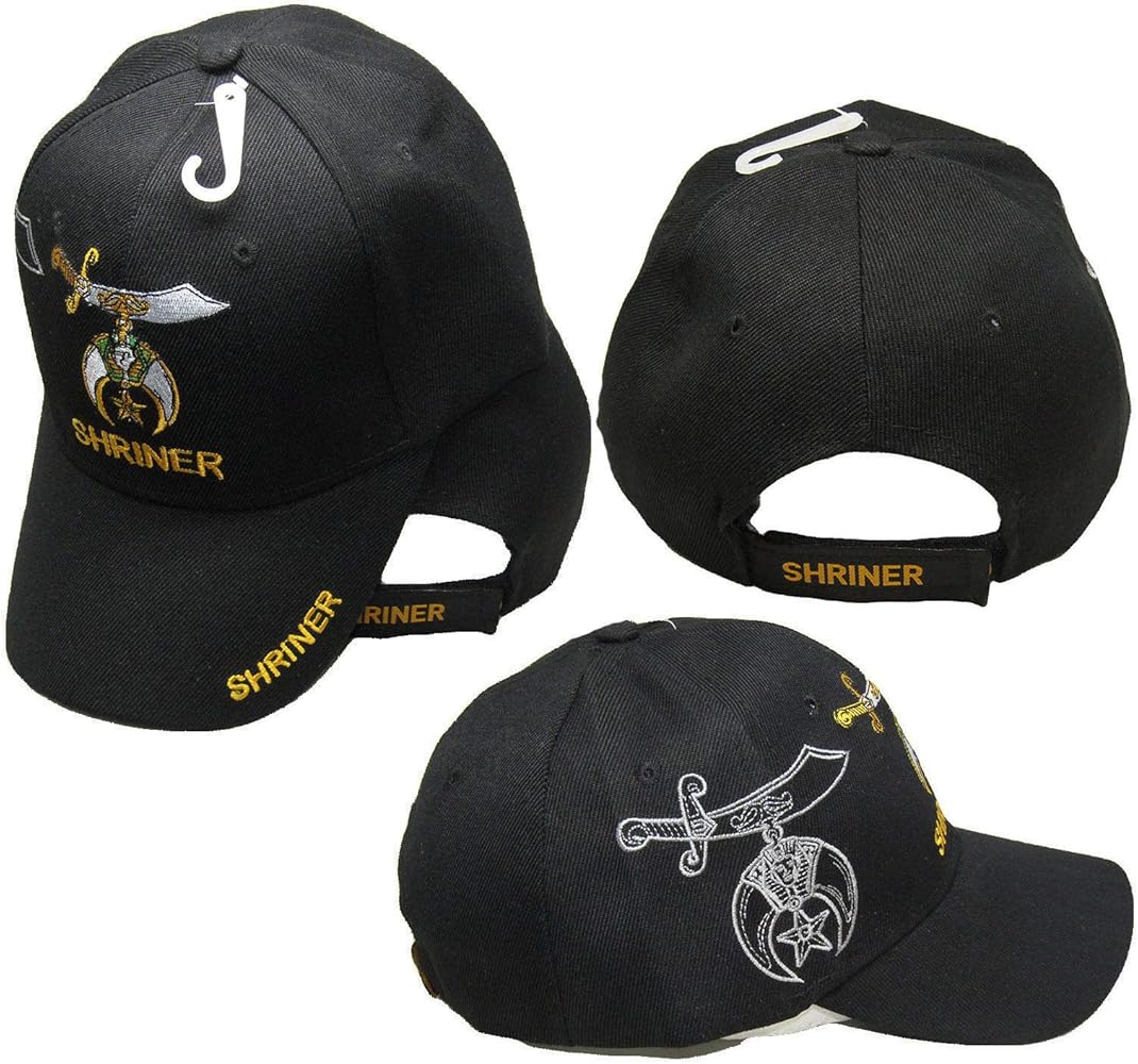 Trade Winds Shriner Emblem Black with Shadow Shriners Masonic Embroidered Cap Hat