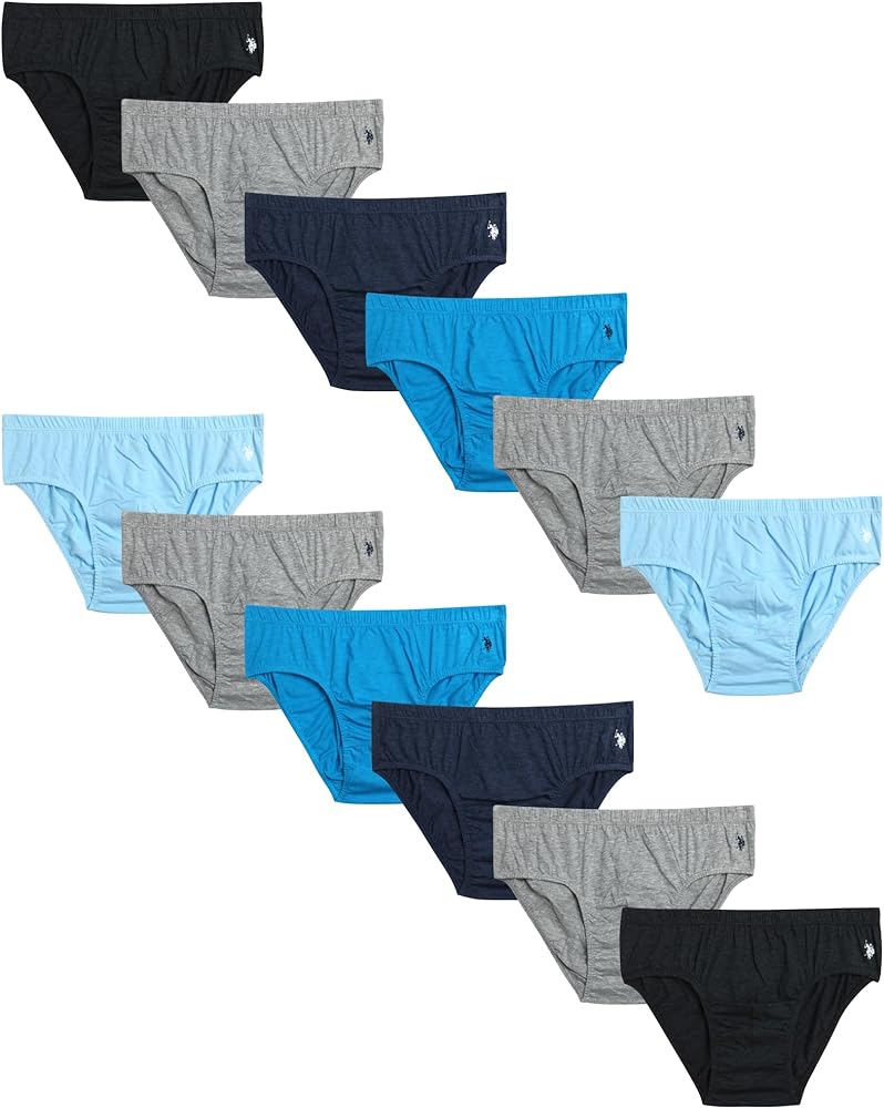 U.S. Polo Assn. Men's Underwear - Low Rise Briefs with Contour Pouch (12 Pack), Size Medium, Maritime BlueCharcoal HeatherGreySky Blue