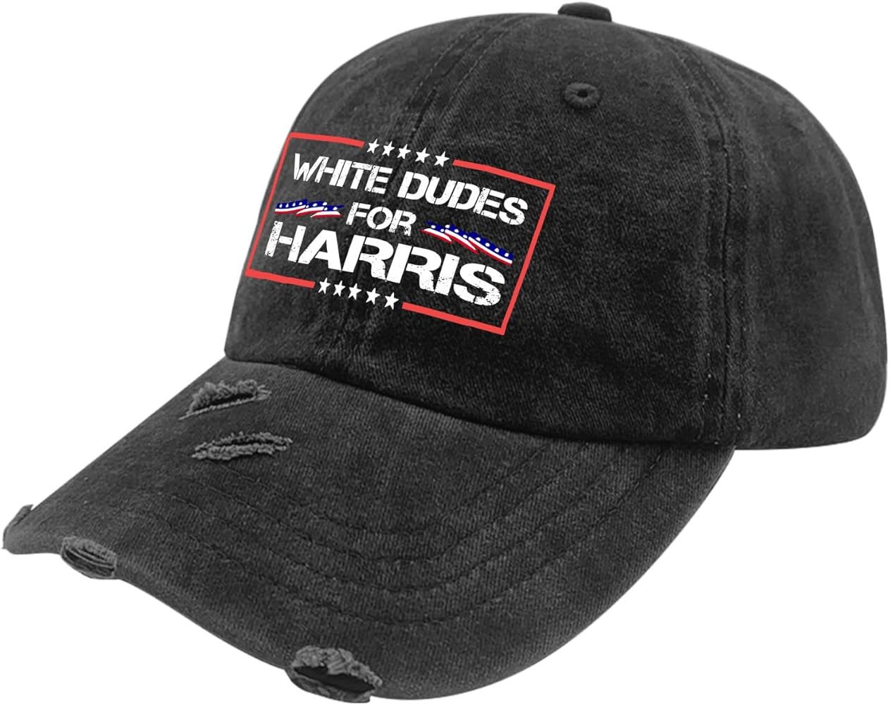 White Dudes for Kamala Harriss Hats for Mens Washed Distressed Baseball Caps Stylish Washed Hiking