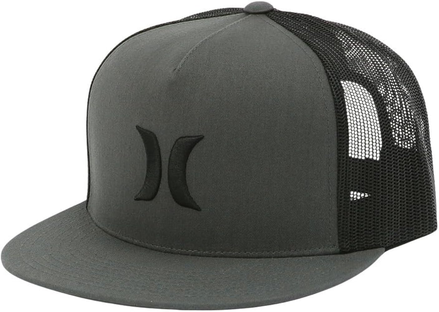 Hurley Icon Solid Flat Trucker Snapback Cap One Size (Black Pigment)