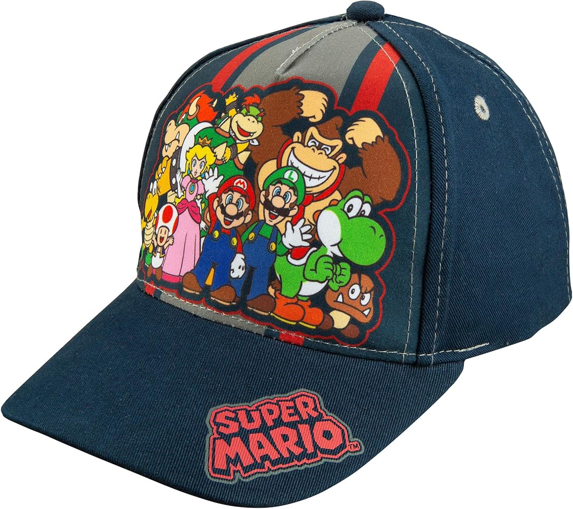 Super Mario Luigi Yoshi Baseball Cap Hat - Boys Black