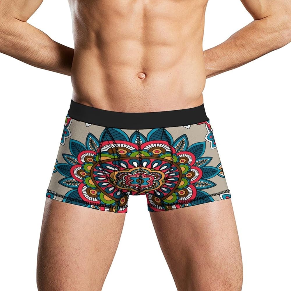 Mandala Men's Boxer Briefs Soft Lightweight Underwear Stretch Trunks