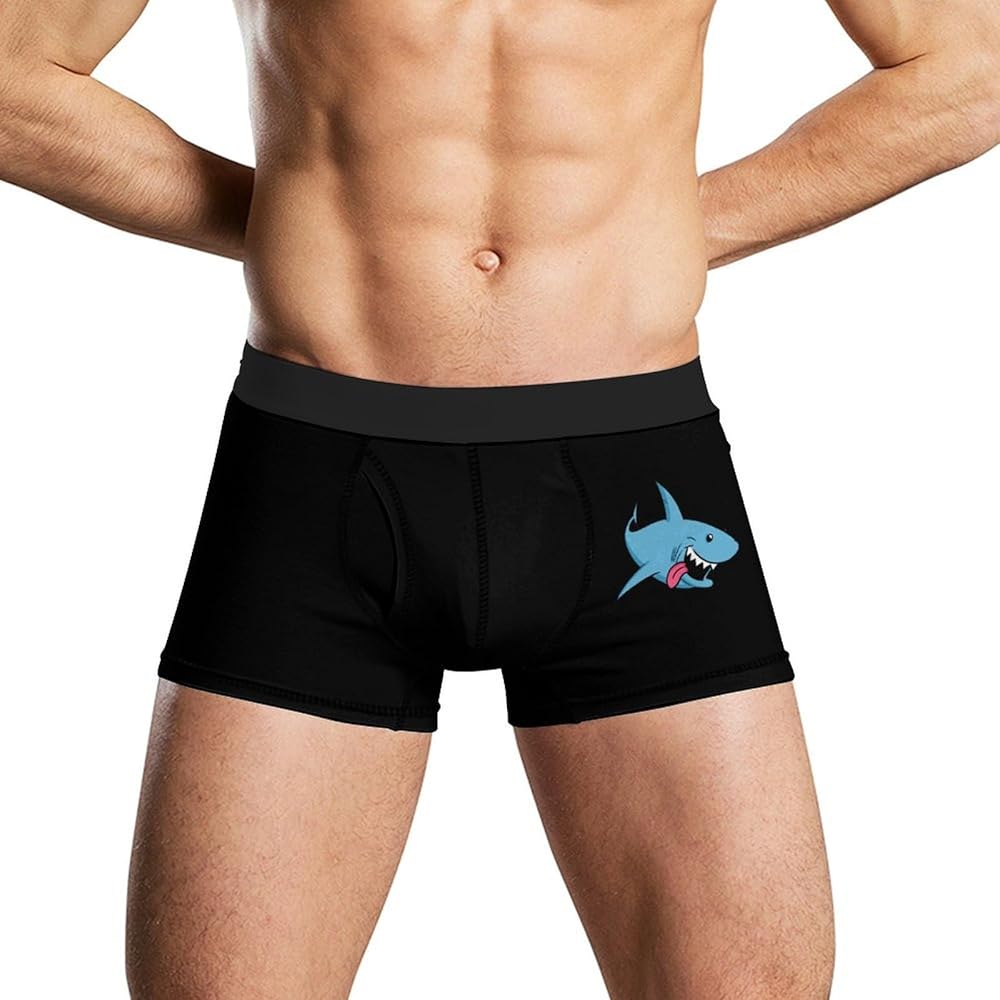 Cartoon Shark Men's Boxer Briefs Soft Lightweight Underwear Stretch Trunks