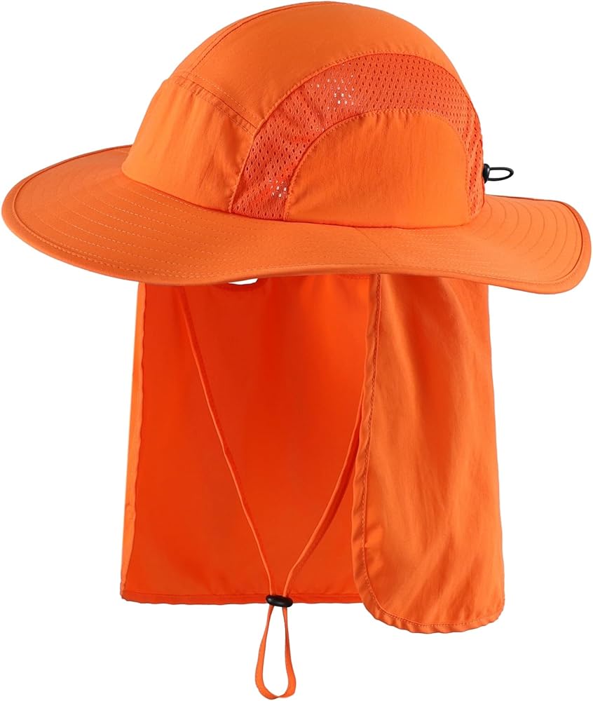 Home Prefer Sun Hats for Men Women Fishing Hat UPF 50+ Wide Brim Bucket Hat UV Protection Hat with Neck Flap Garden Beach