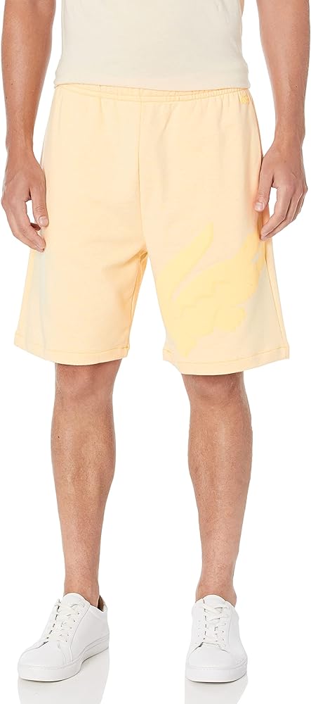 Lacoste Mens Oversized Crocodile Print Organic Cotton Fleece Shorts