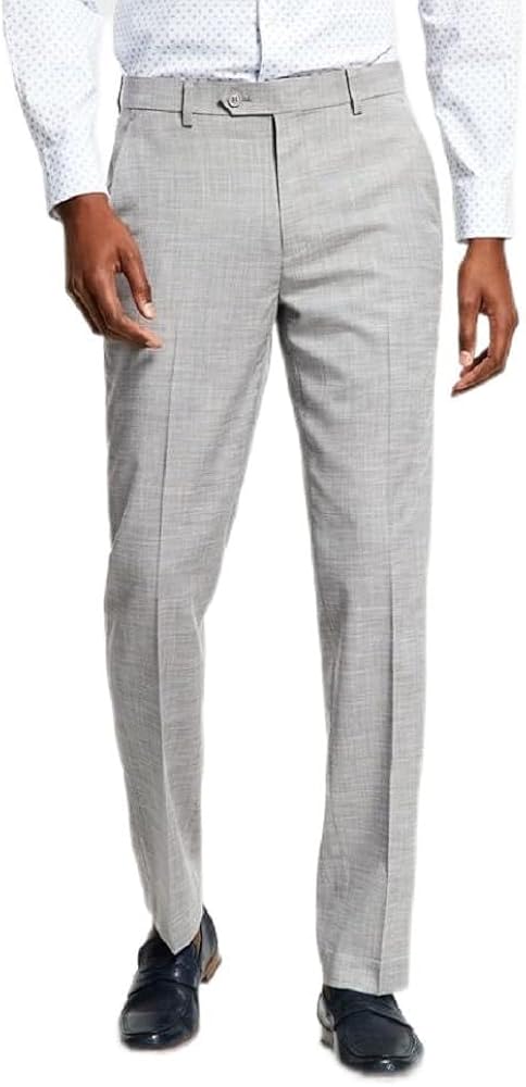 Alfani Men's Slim Fit Solid Knit Suit Pants Gray Size 34X30