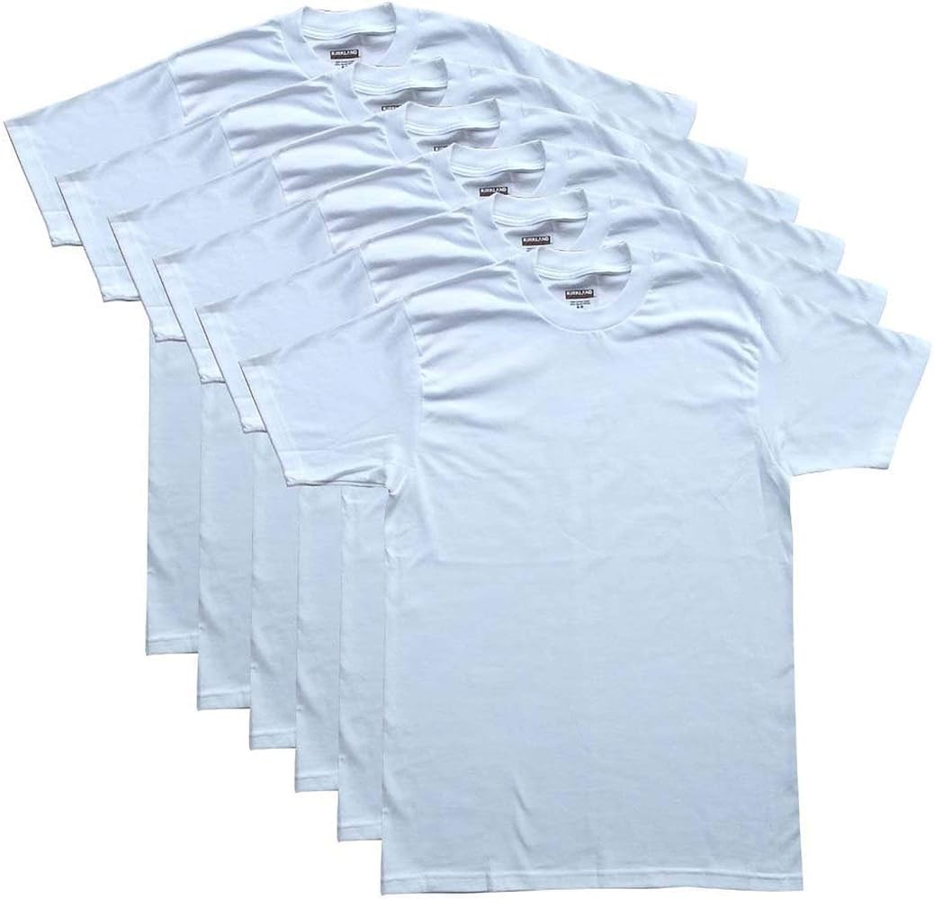 Kirkland Signature Mens 6Pack Crew Neck TShirts 100% Cotton Tagless, XLarge , White6pc