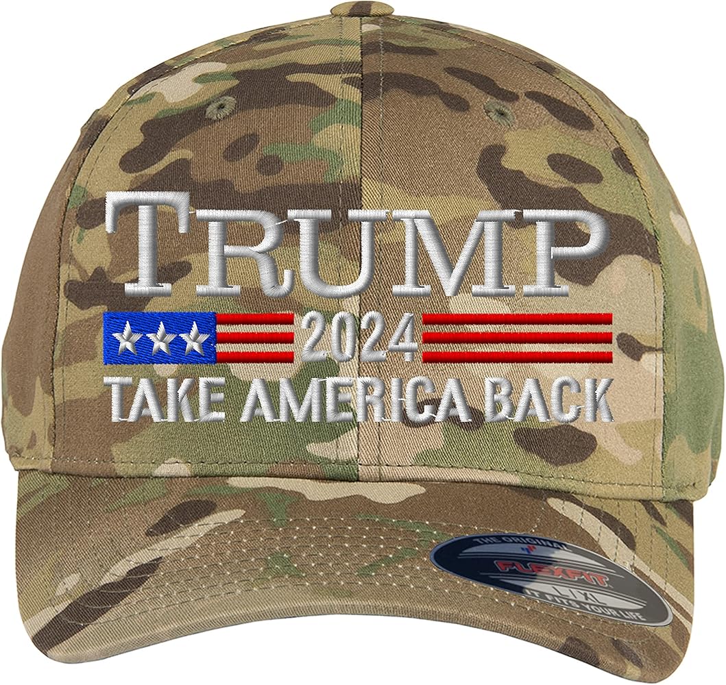 Custom Embroidered TRUMP 2024 TAKE AMERICA BACK Flexfit 6277 baseball Hat.